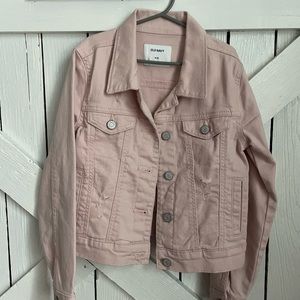 NWOT Old Navy Pink Distressed Jean Jacket Girls Size Medium 8